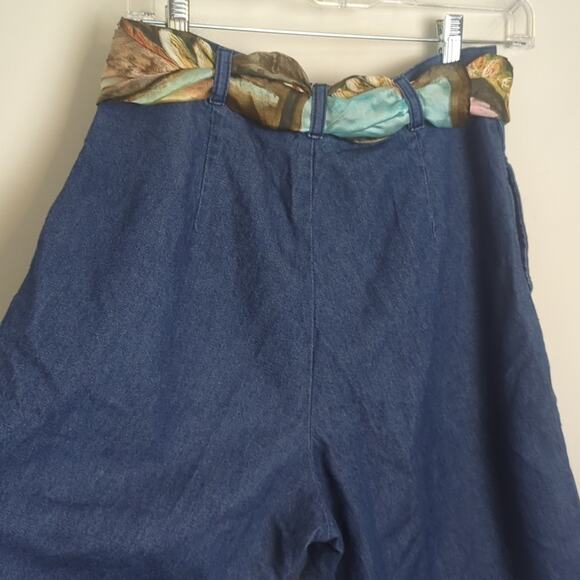 Highwaisted 100% Cotton Shorts, Thigh Length Scarf Belt Women's Size Medium - Picture 8 of 11